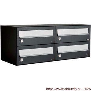 Allux Hive set postkast staal verzinkt gepoedercoat 2-breed 2-hoog zwart - A11201493 - afbeelding 1