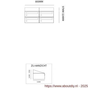 Allux Hive set postkast staal verzinkt gepoedercoat 2-breed 2-hoog met dak zwart - A11201494 - afbeelding 2