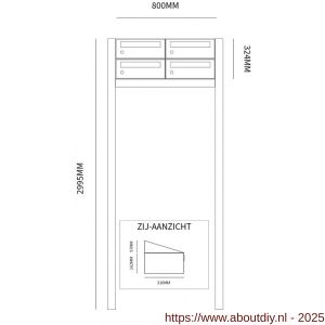 Allux Hive set postkast staal verzinkt gepoedercoat 2-breed 2-hoog op statief zwart - A11201496 - afbeelding 2