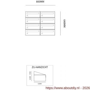 Allux Hive set postkast staal verzinkt gepoedercoat 2-breed 4-hoog antraciet - A11201357 - afbeelding 2