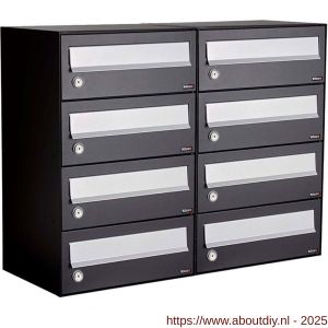 Allux Hive set postkast staal verzinkt gepoedercoat 2-breed 4-hoog zwart - A11201501 - afbeelding 1
