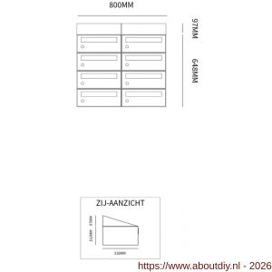 Allux Hive set postkast staal verzinkt gepoedercoat 2-breed 4-hoog met dak zwart - A11201502 - afbeelding 2