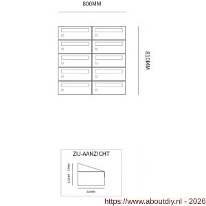 Allux Hive set postkast staal verzinkt gepoedercoat 2-breed 5-hoog antraciet - A11201361 - afbeelding 2