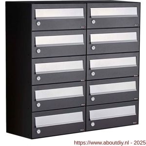 Allux Hive set postkast staal verzinkt gepoedercoat 2-breed 5-hoog zwart - A11201505 - afbeelding 1