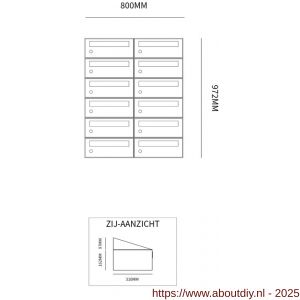 Allux Hive set postkast staal verzinkt gepoedercoat 2-breed 6-hoog zwart - A11201509 - afbeelding 2