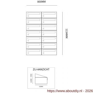 Allux Hive set postkast staal verzinkt gepoedercoat 2-breed 7-hoog antraciet - A11201369 - afbeelding 2