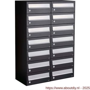 Allux Hive set postkast staal verzinkt gepoedercoat 2-breed 7-hoog zwart - A11201513 - afbeelding 1
