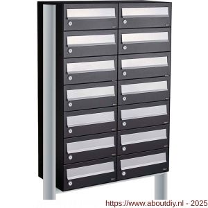 Allux Hive set postkast staal verzinkt gepoedercoat 2-breed 7-hoog op statief zwart - A11201516 - afbeelding 1