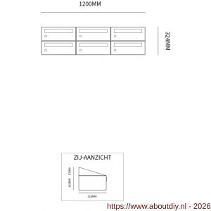 Allux Hive set postkast staal verzinkt gepoedercoat 3-breed 2-hoog antraciet - A11201373 - afbeelding 2