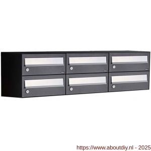 Allux Hive set postkast staal verzinkt gepoedercoat 3-breed 2-hoog zwart - A11201517 - afbeelding 1