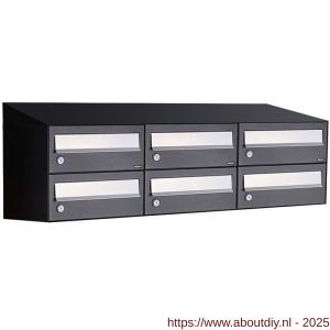 Allux Hive set postkast staal verzinkt gepoedercoat 3-breed 2-hoog met dak zwart - A11201518 - afbeelding 1