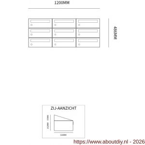 Allux Hive set postkast staal verzinkt gepoedercoat 3-breed 3-hoog antraciet - A11201377 - afbeelding 2
