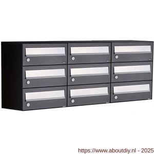 Allux Hive set postkast staal verzinkt gepoedercoat 3-breed 3-hoog zwart - A11201521 - afbeelding 1
