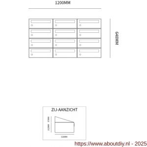 Allux Hive set postkast staal verzinkt gepoedercoat 3-breed 4-hoog zwart - A11201525 - afbeelding 2
