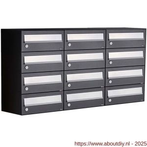Allux Hive set postkast staal verzinkt gepoedercoat 3-breed 4-hoog zwart - A11201525 - afbeelding 1