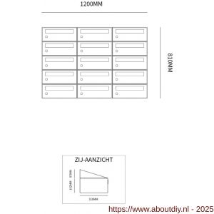 Allux Hive set postkast staal verzinkt gepoedercoat 3-breed 5-hoog zwart - A11201529 - afbeelding 2