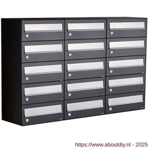 Allux Hive set postkast staal verzinkt gepoedercoat 3-breed 5-hoog zwart - A11201529 - afbeelding 1