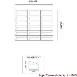 Allux Hive set postkast staal verzinkt gepoedercoat 3-breed 6-hoog zwart - A11201533 - afbeelding 2