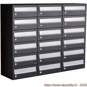 Allux Hive set postkast staal verzinkt gepoedercoat 3-breed 6-hoog zwart - A11201533 - afbeelding 1
