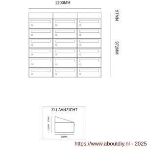 Allux Hive set postkast staal verzinkt gepoedercoat 3-breed 6-hoog met dak zwart - A11201534 - afbeelding 2