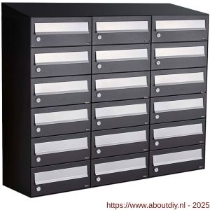 Allux Hive set postkast staal verzinkt gepoedercoat 3-breed 6-hoog met dak zwart - A11201534 - afbeelding 1