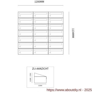 Allux Hive set postkast staal verzinkt gepoedercoat 3-breed 7-hoog zwart - A11201537 - afbeelding 2