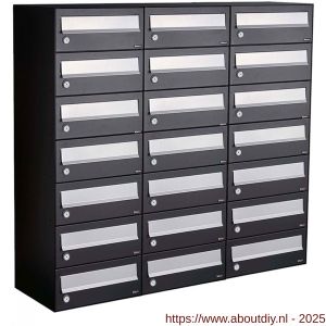 Allux Hive set postkast staal verzinkt gepoedercoat 3-breed 7-hoog zwart - A11201537 - afbeelding 1