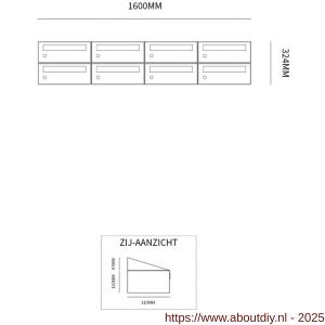 Allux Hive set postkast staal verzinkt gepoedercoat 4-breed 2-hoog zwart - A11201541 - afbeelding 2