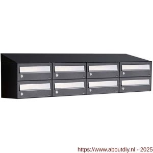 Allux Hive set postkast staal verzinkt gepoedercoat 4-breed 2-hoog met dak zwart - A11201542 - afbeelding 1