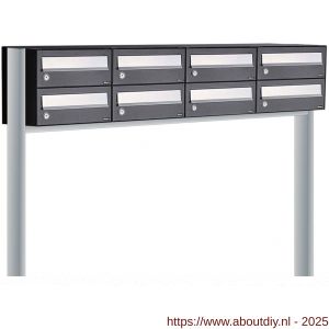 Allux Hive set postkast staal verzinkt gepoedercoat 4-breed 2-hoog op statief zwart - A11201544 - afbeelding 1