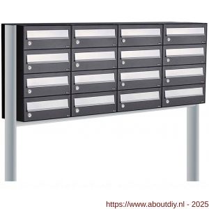Allux Hive set postkast staal verzinkt gepoedercoat 4-breed 4-hoog op statief zwart - A11201552 - afbeelding 1