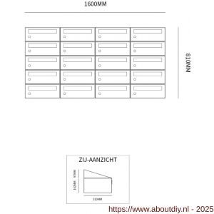 Allux Hive set postkast staal verzinkt gepoedercoat 4-breed 5-hoog zwart - A11201553 - afbeelding 2