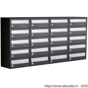 Allux Hive set postkast staal verzinkt gepoedercoat 4-breed 5-hoog zwart - A11201553 - afbeelding 1