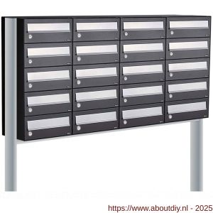 Allux Hive set postkast staal verzinkt gepoedercoat 4-breed 5-hoog op statief zwart - A11201556 - afbeelding 1