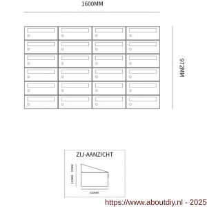 Allux Hive set postkast staal verzinkt gepoedercoat 4-breed 6-hoog zwart - A11201557 - afbeelding 2