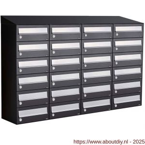 Allux Hive set postkast staal verzinkt gepoedercoat 4-breed 6-hoog met dak zwart - A11201558 - afbeelding 1
