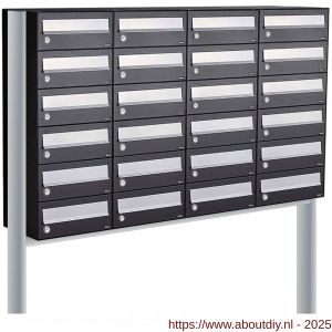 Allux Hive set postkast staal verzinkt gepoedercoat 4-breed 6-hoog op statief zwart - A11201560 - afbeelding 1