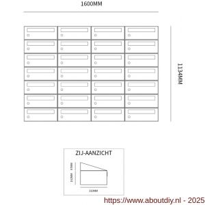 Allux Hive set postkast staal verzinkt gepoedercoat 4-breed 7-hoog zwart - A11201561 - afbeelding 2