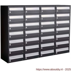 Allux Hive set postkast staal verzinkt gepoedercoat 4-breed 7-hoog zwart - A11201561 - afbeelding 1
