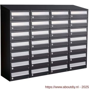 Allux Hive set postkast staal verzinkt gepoedercoat 4-breed 7-hoog met dak zwart - A11201562 - afbeelding 1