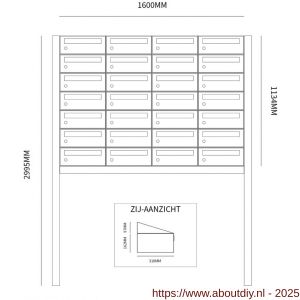 Allux Hive set postkast staal verzinkt gepoedercoat 4-breed 7-hoog op statief zwart - A11201564 - afbeelding 2