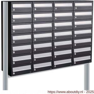 Allux Hive set postkast staal verzinkt gepoedercoat 4-breed 7-hoog op statief zwart - A11201564 - afbeelding 1