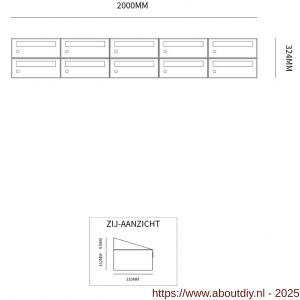 Allux Hive set postkast staal verzinkt gepoedercoat 5-breed 2-hoog zwart - A11201565 - afbeelding 2