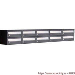 Allux Hive set postkast staal verzinkt gepoedercoat 5-breed 2-hoog zwart - A11201565 - afbeelding 1