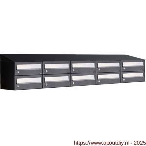 Allux Hive set postkast staal verzinkt gepoedercoat 5-breed 2-hoog met dak zwart - A11201566 - afbeelding 1