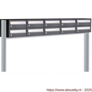 Allux Hive set postkast staal verzinkt gepoedercoat 5-breed 2-hoog op statief zwart - A11201568 - afbeelding 1