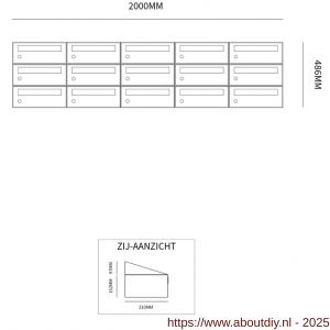 Allux Hive set postkast staal verzinkt gepoedercoat 5-breed 3-hoog zwart - A11201569 - afbeelding 2