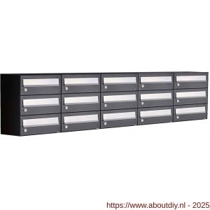 Allux Hive set postkast staal verzinkt gepoedercoat 5-breed 3-hoog zwart - A11201569 - afbeelding 1
