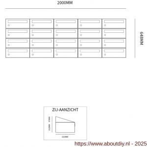 Allux Hive set postkast staal verzinkt gepoedercoat 5-breed 4-hoog zwart - A11201573 - afbeelding 2