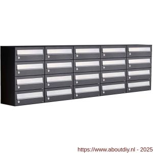 Allux Hive set postkast staal verzinkt gepoedercoat 5-breed 4-hoog zwart - A11201573 - afbeelding 1